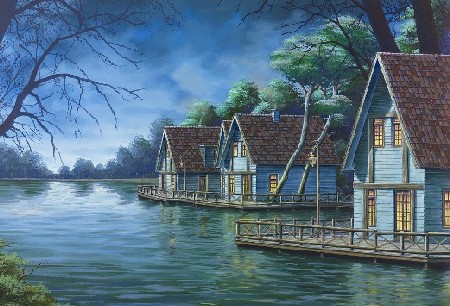 Huisjes aan het water in Efteling Bosrijk