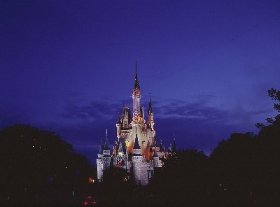 Cinderella Castle in het Magic Kingdom bij avond