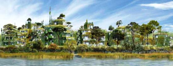 Een ontwerpschets voor Villages Nature bij Disneyland Paris - Beeld: (c) Disney